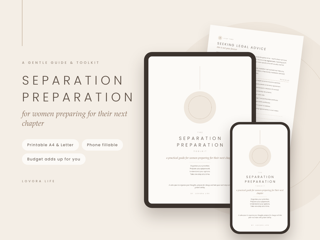 Separation Preparation printable guide pages